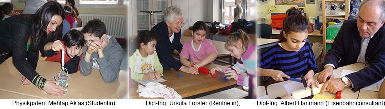 Physikpaten unterschiedlicher Generationen bei der Zauberhafte Physik in Grundschulen